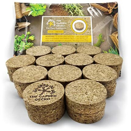 The Garden Gecko Invisible Pot feet for outdoor plant pots and flowers solid agglomerated cork, large-grain pot risers | 24 PACK | Cork