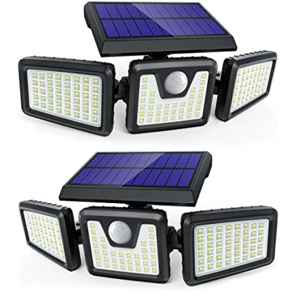 CLAONER Solar Lights Outdoor, Upgraded 128 LED Solar Motion Sensor Security Light with 360° Wide Lighting Angle, Easy to Install, IP65 Waterproof