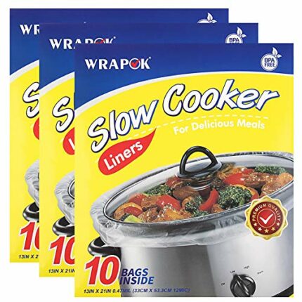 WRAPOK Slow Cooker Liners Kitchen Disposable Cooking Bags BPA Free for Oval or Round Pot, Large Size 13 x 21 Inch, Fits 3 to 8.5 Quarts - 3 Pack