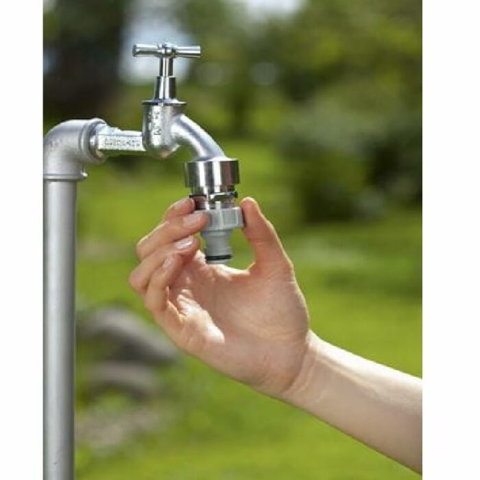 Gardena tap connector 33.3 mm (G 1 inch): Adapter for connecting a water hose, anti-splash technology, frost-proof, Original System, packed loose