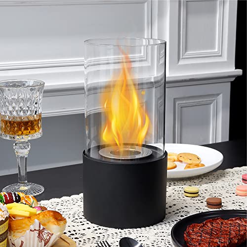 JSMY Black Bioethanol Fireplace, 29cm High Tabletop Fire Bowl Ethanol Fire Pit Bio Fireplace for Indoor Outdoor Home Garden Balcony Living Room D