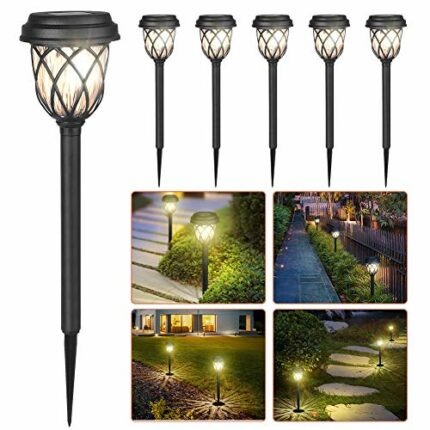 Solar Garden Lights - LED Solar Path Lights,Double Waterproof,Unique Glow Effect,Outdoor Solar Torch Lights for Dusk-Dawn Landscape Decoration Li