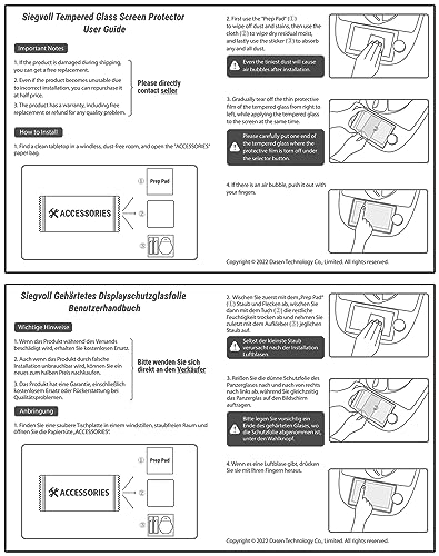 Siegvoll Glass Screen Protector Film for Vorwerk Thermomix TM6 (2 Pack), 9H Tempered Glass Film, Scratch-Resistant, Durable, Ultra Clear, TM6 Acc