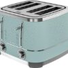 Beko Cosmopolis Toaster TAM8202T, Retro Duck Egg Teal Design , Extra Wide Slot 2-Slice Toaster , Includes Defrost, Reheat & Cancel Functions