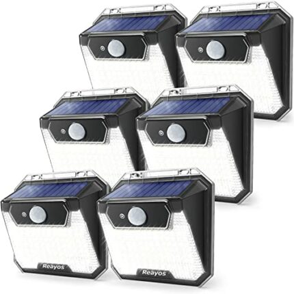 Solar Lights Outdoor 6 Pack, 148 LED Solar Security Light 3 Lighting Modes IP65 Waterproof Solar Motion Sensor Light 270° Wide Lighting Angle, Ou