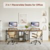 HEEYUE Computer Desk, Industrial Writing Desk with 2-Layer Storage Shelves and Headphone Hook, PC Laptop Table with Monitor Stand,Gaming Desk for