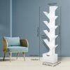 Tree Bookshelf with Wooden Drawer, 10-Tier Open Shelf Narrow Bookcase, Unique Vertical Spine Bookshelf Small Spaces, Book Shelf with Drawers Stor