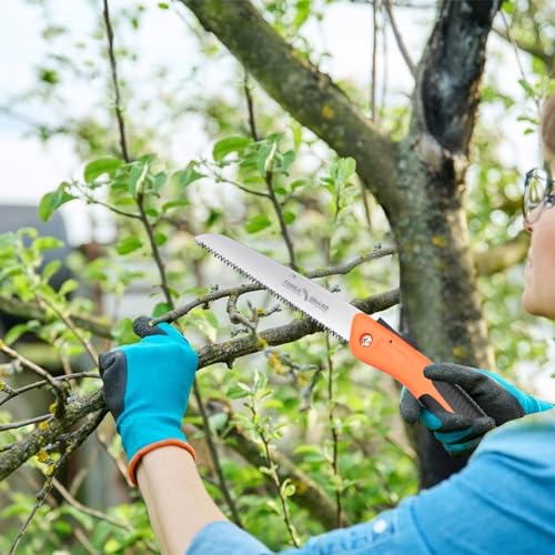 FLORA GUARD 6.3 Inch Folding Pruning Saw - Hand Garden Saw, Saw for Trees with Non-Slip Handles and Safey Lock, Sturdy and Lightweight