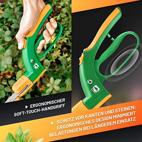 GRÜNTEK Grass Shears Swift 380 mm Teflon 360° Rotating Cutter Head, Teflon Coated, Comfort Lawn Grass Shear, 21 Days Money Back