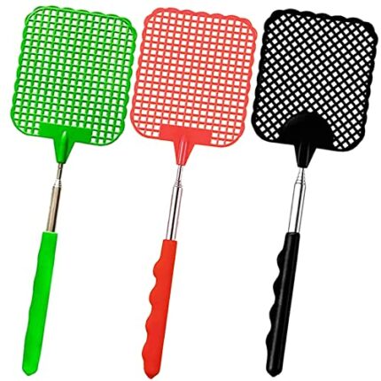 Wancala 3pcs Fly Swatter, Fly Killer Bat with Long Handle, Fly Zapper Racket ，Fly Swatter Plastic Spider Catcher Mini Fly Swatter Insect Catcher
