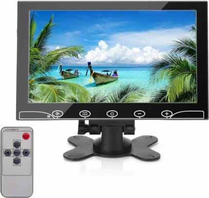 AISHICHEN CCTV Monitor 10.1 inch, Mini Monitor 1024X600, 60Hz, 5ms Built-in Speakers, Small Monitor w/VGA/AV/HDMI/BNC/USB Input,Raspberry Pi Moni