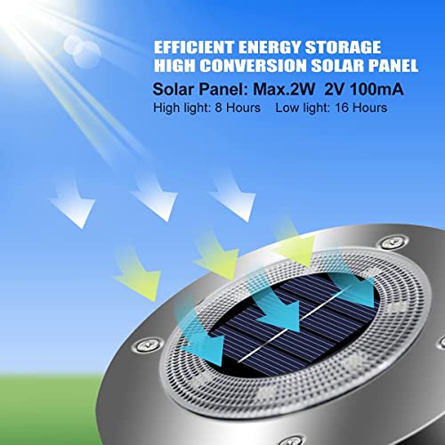 EXTRASTAR Solar Lights for Outdoor Garden, 8 LEDs Solar Ground Lights, IP65 Waterproof Solar Powered Pathway Lights, Outdoor Landscape Lamp for G