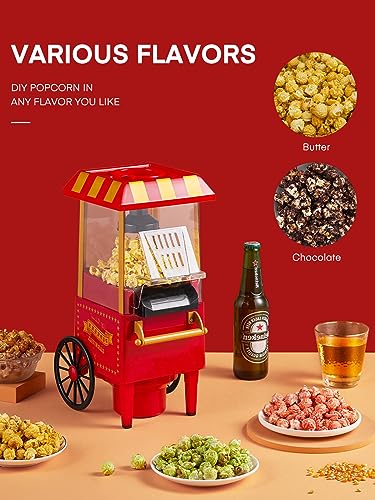 Popcorn Maker 1200W, Home Hot Air Popcorn Machine, Healthy & Fat-Free, Easy to Clean & Use, Best Theater Popcorn Popper for Movie Night,Parties,