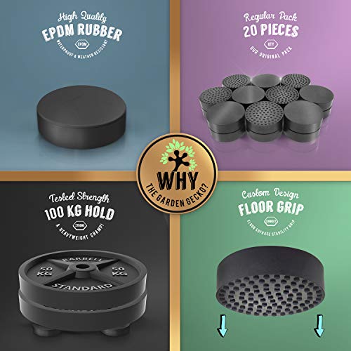 The Garden Gecko Invisible Pot feet for outdoor plant pots and flowers solid rubber pot risers with enhanced non-slip surface grip | 20 PACK.