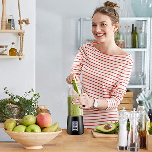 Portable Blender, Mini Mixer with Six Blades and USB Charging, 380Ml Traveling Fruit Veggie Juicer Cup, Personal Blender Suitable for Baby Food,