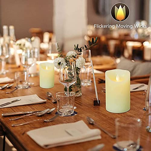Led Candles Flameless Candles, 4"/5"/6"Set of 3 Flameless Flickering Candles Battery Operated with 24 Hour Timer and 10 Key Remote Control, Ivory