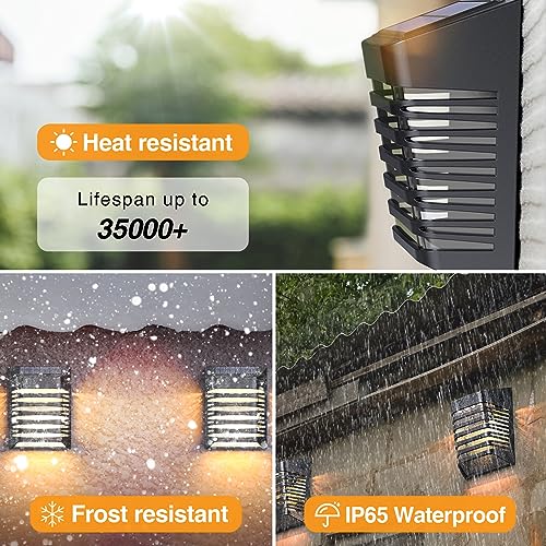OOTDAY Solar Fence Lights, Solar Lights Outdoor Garden,Upgraded Solar Wall Light, 270ºWide Angle IP65 Waterproof, for Patio Garage Yard Fence (6