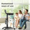 JOY worker Height Adjustable Rolling Laptop Desk with Shelf,Mobile Standing Desk,Pneumatic Mobile Laptop Table with Wheels for Couch Home Office