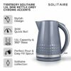 Tower T10075GRY Solitaire Kettle with 360° Swivel Base Cord Storage 1.5L 3KW Grey and Chrome Accents
