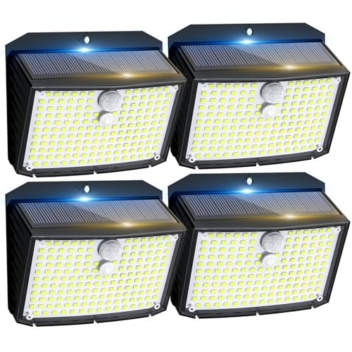 Fratink Solar Security Lights, 158 LED Solar Motion Sensor Lights, 3 Modes Solar Lights Outdoor Garden, IP65 Waterproof PIR Wall Lights Solar Pow