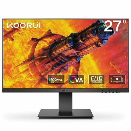 KOORUI 27 Inch FHD Monitor, Computer Monitor(1080P, 100HZ, HDMI+VGA, 99% SRGB, 4ms Response, Eye Care) Virtually Borderless Design Display Monito