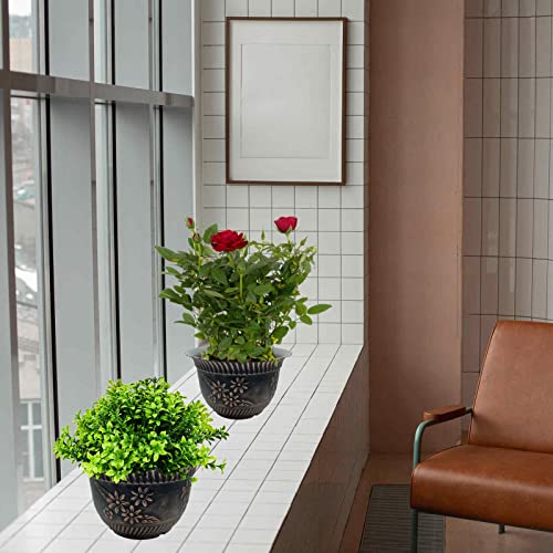 KOOYAT Plant Pots Flower Pot 11.2 Inch Plant Pots Indoor with Drainage Holes 3 Pack Planters Garden Pots Plastic Plant Pot with Antique Copper Co