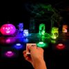 2 Pack Submersible LED Lights Waterproof Pool Lights Underwater with 16 Colors, Remote Control Lights for Aquarium,Vase, Bath,Hot Tub, Halloween,