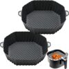 2 Pack Square Air Fryer Silicone Liner, 8.3 Inch Large Reusable Air Fryer Liners Fit for 4 to 7 QT Tower Oven, Air Fryer Accessories for COSORI U