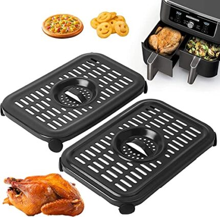 Air Fryer Replacement Parts for Ninja Foodi DualZone Air Fryers, 2 PCS Food Grade Air Fryer Accessories Grill Pan Plate Crisper Plate Rack Tray f
