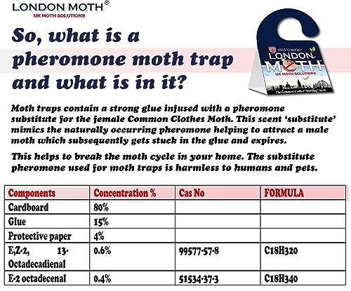 LONDON MOTH KILLER-10 Professional Pheromone Moth killers for the Common Clothes Moth, Sticky Moth Trap Repellent for Wardrobes Clothes & Carpet,