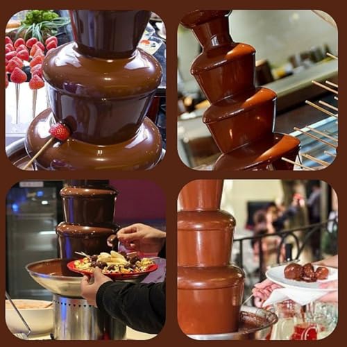 Chocolate Fountains,4 Tiers Electric Chocolate Fountain Mini Stainless Steel Fondue Waterfall Melting Machine for Cooking Commercial Household We