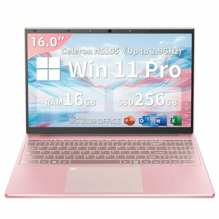 Fsjun【Win 11 Pro/Office 2019 16 inch Laptop with FHD(1920 * 1200) IPS Display, Celeron N5105 CPU(2.0 to 2.9GHz), 16GB DDR4 RAM, 256GB SSD, Full-S