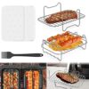2Pcs Air Fryer Rack, Ninja Air Fryer Accessories for Dual Air Fryers, Multi-Purpose 304 Stainless Steel Double Layer with Oil Brush and Air Fryer