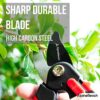 AlpineReach Bypass Secateurs for Gardening, Plant Cutting Clippers with Sharp High Carbon Steel Blade, Ergonomic Adjustable Soft Handle for Small