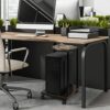 ABQ Computer Tower Stand, C-Shape Mobile CPU Holder with Storage Basket, 2 Tier CPU Stand Cart with Lockable Wheels, Fits Most Gaming PC Under De