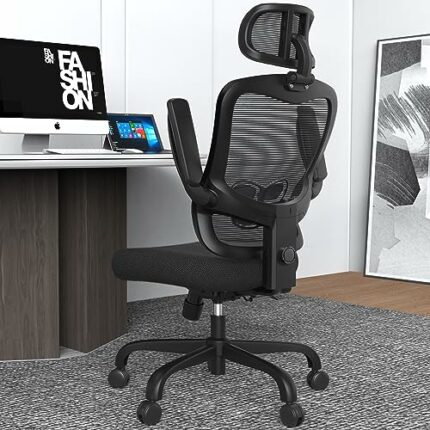 ZASTION LANDOMIA Ergonomic Office Desk Chair - Mesh Office Chair with Flip up Arms & Adjustable Back Height - Comfortable Computer Task Chairs wi