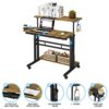 Panta Mobile Standing Desk, Adjustable Rolling Desk with 3 Desktops, Portable Desk for Laptop with Desk Cup Holder, Home Office Mobile Desk Porta