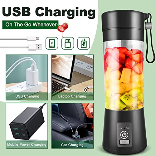 Portable Blender, Mini Mixer with Six Blades and USB Charging, 380Ml Traveling Fruit Veggie Juicer Cup, Personal Blender Suitable for Baby Food,