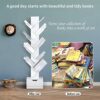 Tree Bookshelf with Wooden Drawer, 10-Tier Open Shelf Narrow Bookcase, Unique Vertical Spine Bookshelf Small Spaces, Book Shelf with Drawers Stor