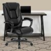Flash Furniture High Back Leather Executive Swivel Chair with Arms, Metal, Black, 81.28 x 66.04 x 38.1 cm