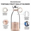 Slenderblender Portable Fruity Bullet Blender | Personal Blender Bottle with 4 Stainless Sharp Blades | A Blend of Luxury and Utility (Pink)