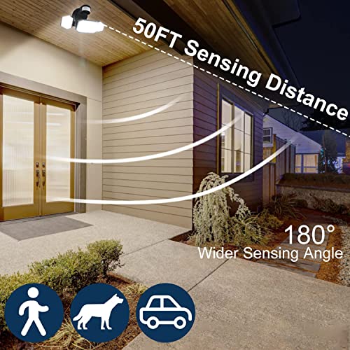 FLITI 50W Security Lights Outdoor Motion Sensor, 6000LM LED Floodlight with PIR, 5500K Cold White LED Outdoor Lights Mains Powered, IP65 Waterpro