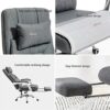 YT.JYUERI Relax Comfortably Safe Ergonomic Executive Office Chair High Back Computer Desk Chair Linen Fabric Adjustable Height Recliner with Head