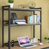 TMUCUNG Computer Desktop Bookcase, 2-Tier Multipurpose Countertop Hutch Display Shelf , Adjustable Wood Rack Organizer for Home Dorm Office Suppl