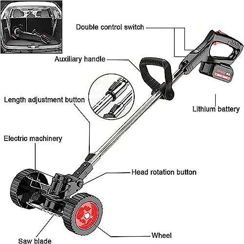 Electric Weeder, Battery Powered 24V Lightweight Cordless Weed Trimmer with Charger 3 Blades Multipurpose Home Lawn Mower