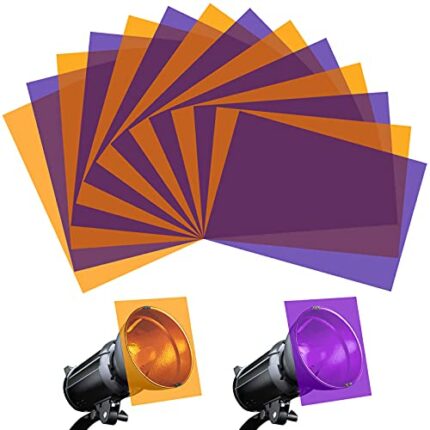 Halloween Light Gels, 14PCS Lighting Gels with Thin Protective Film on Both Sides, A4 Size Color Gels for Lighting, Thickened Light Filters Sheet