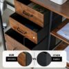 Finnhomy 3-Drawer Mobile File Cabinet for Home Office, Fabric Lateral Filing Cabinet with Wooden Board, Printer Stand with Open Storage Shelves f