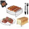 Air Fryer Rack for Ninja Dual Air Fryer Victop 3pcs Layered Dehydrator Rack with Clip and Heighten Feet, Stackable Grilling Rack Multipurpose Coo