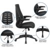 Flash Furniture High Back Designer Mesh Executive Swivel Ergonomic Office Chair with Height Adjustable Flip-Up Arms, Metal, Black, Set of 1
