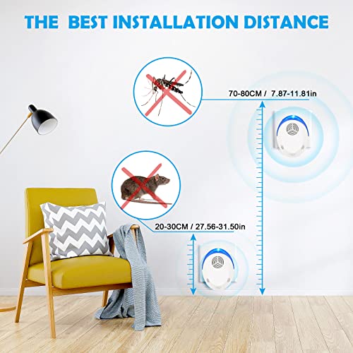 Indoor Ultrasonic Repellent Indoor Pest Controller, , 4Pack Mouse Mosquito Cockroach Insect Repellent, Suitable for Room Indoor Outdoor Warehouse